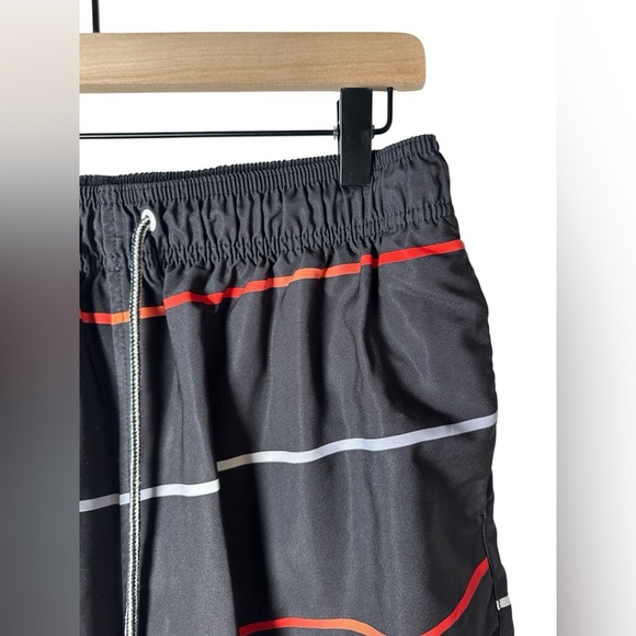 Speedo Men’s Swim Trunks Black Multicolor Stripe Board Shorts Size Large - Picture 4 of 8